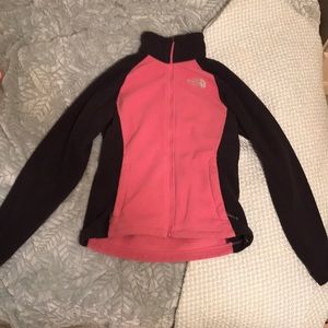 Black and pink north face fleece
